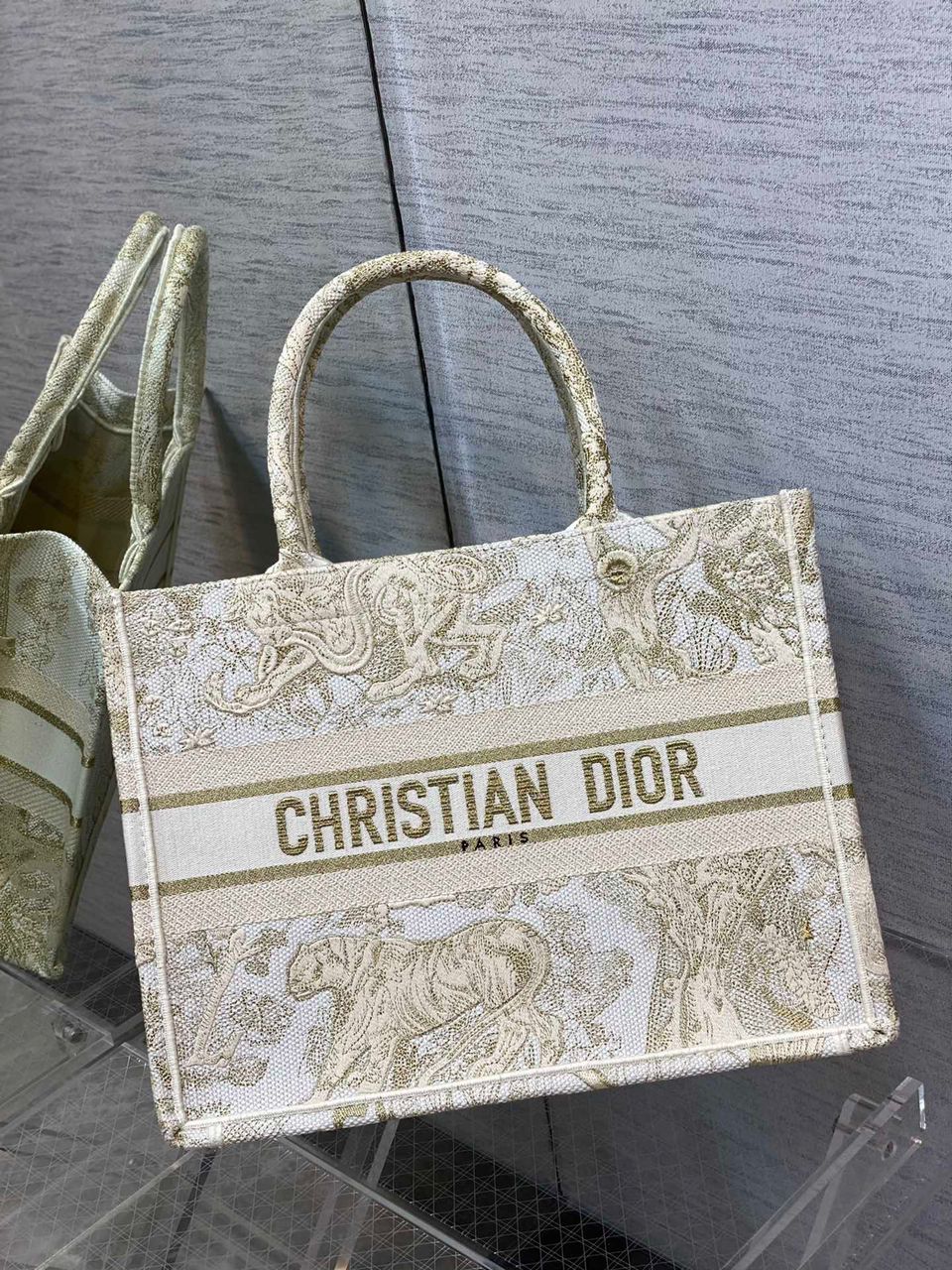 Christian Dior Medium Dior Book Tote Gold-Tone Toile de Jouy Embroidery, Gold, For Women Women’s Handbags, 36cm CD M1296ZTQO_M01E – Fapert