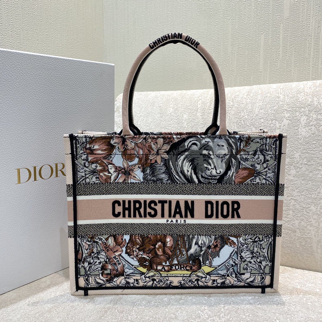 Christian Dior Medium Dior Book Tote Multicolor La Force Embroidery, Multicolor, For Women Women’s Handbags, Shoulder Bags 36cm CD – Fapert - Image 7