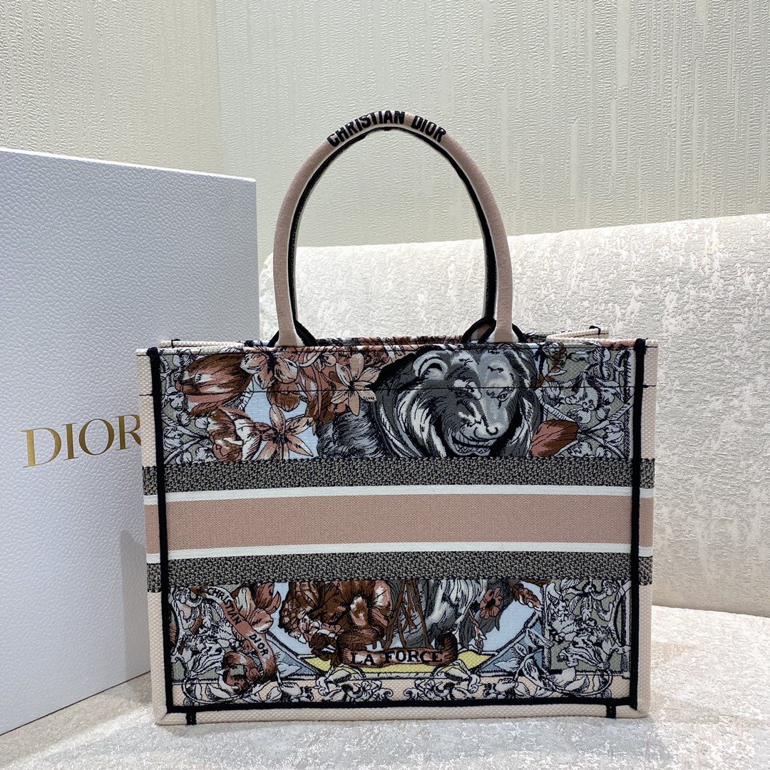 Christian Dior Medium Dior Book Tote Multicolor La Force Embroidery, Multicolor, For Women Women’s Handbags, Shoulder Bags 36cm CD – Fapert - Image 2