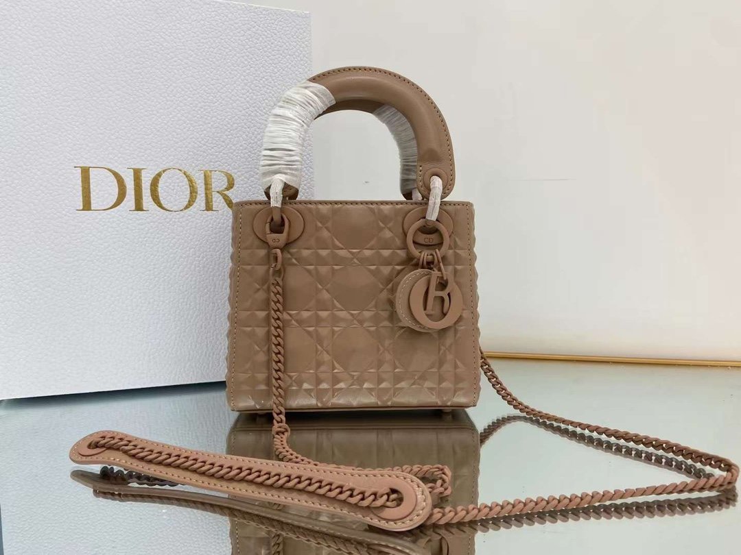 Christian Dior Mini Lady Dior Bag Cannage with Beaded Motif, Brown, For Women Women’s Handbags, Crossbody Bags, 18cm CD – Fapert