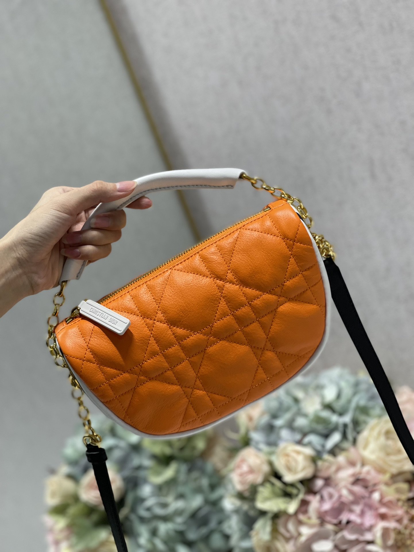 Christian Dior Small Dior Vibe Hobo Bag Fluorescent Orange Macrocannage, Orange, For Women Women’s Handbags, Crossbody Bags, 20cm CD M7200ODDO_M057 – Fapert