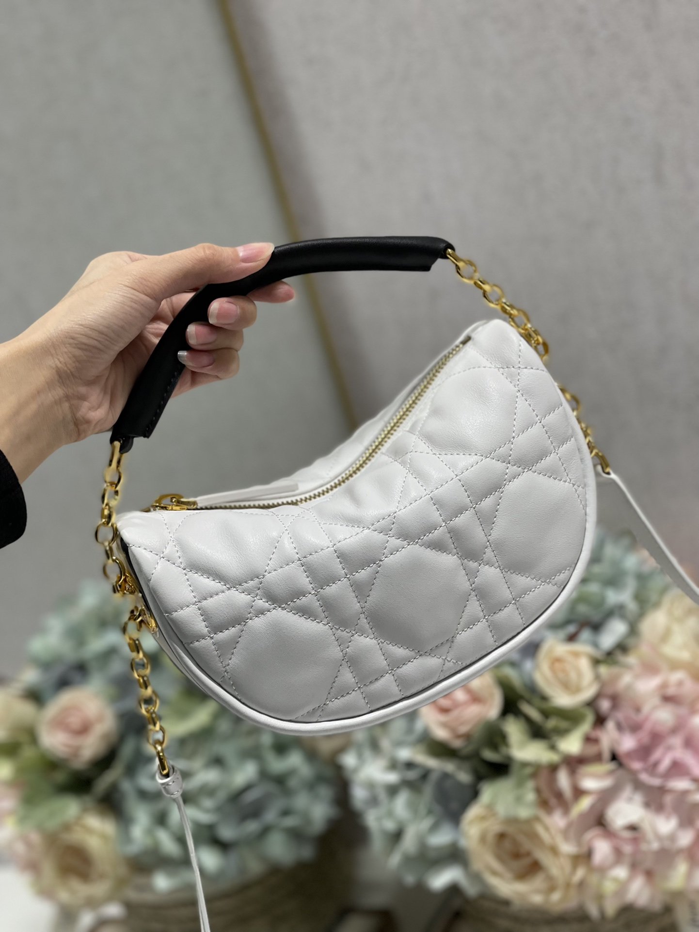 Christian Dior Small Dior Vibe Hobo Bag White Cannage, White, For Women Women’s Handbags, Crossbody Bags, 20cm CD M7200ONOA_M879 – Fapert