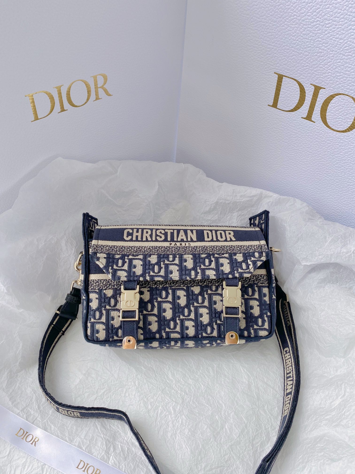 Christian Dior Small DIORCAMP Bag Blue Dior Oblique Embroidery, Blue, For Women Women’s Handbags, Shoulder Bags, Crossbody Bags, 23cm CD M1241ORIW_M928 – Fapert