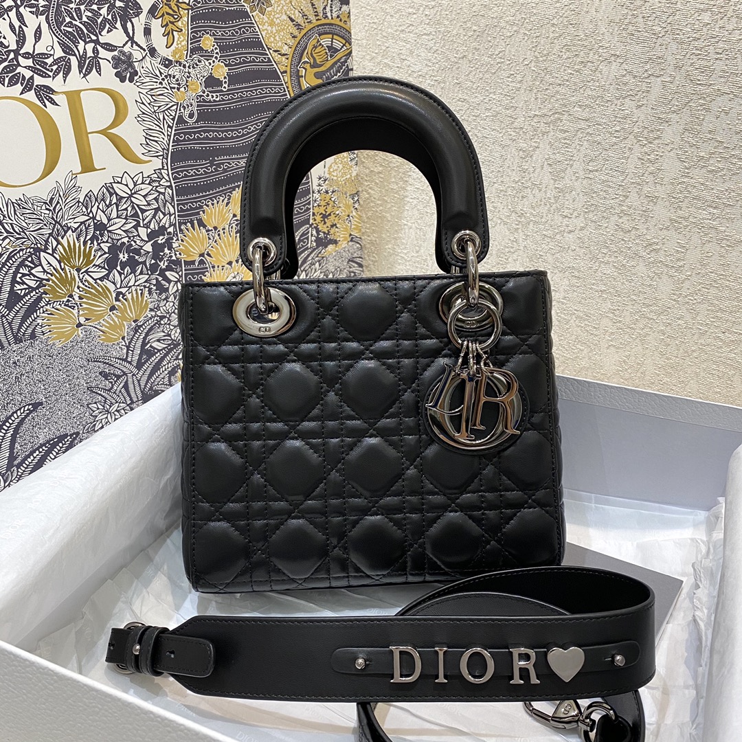 Christian Dior Small Lady Dior Bag Gold Rose Hardware, Black, For Women Women’s Handbags, Crossbody Bags, 20cm CD – Fapert