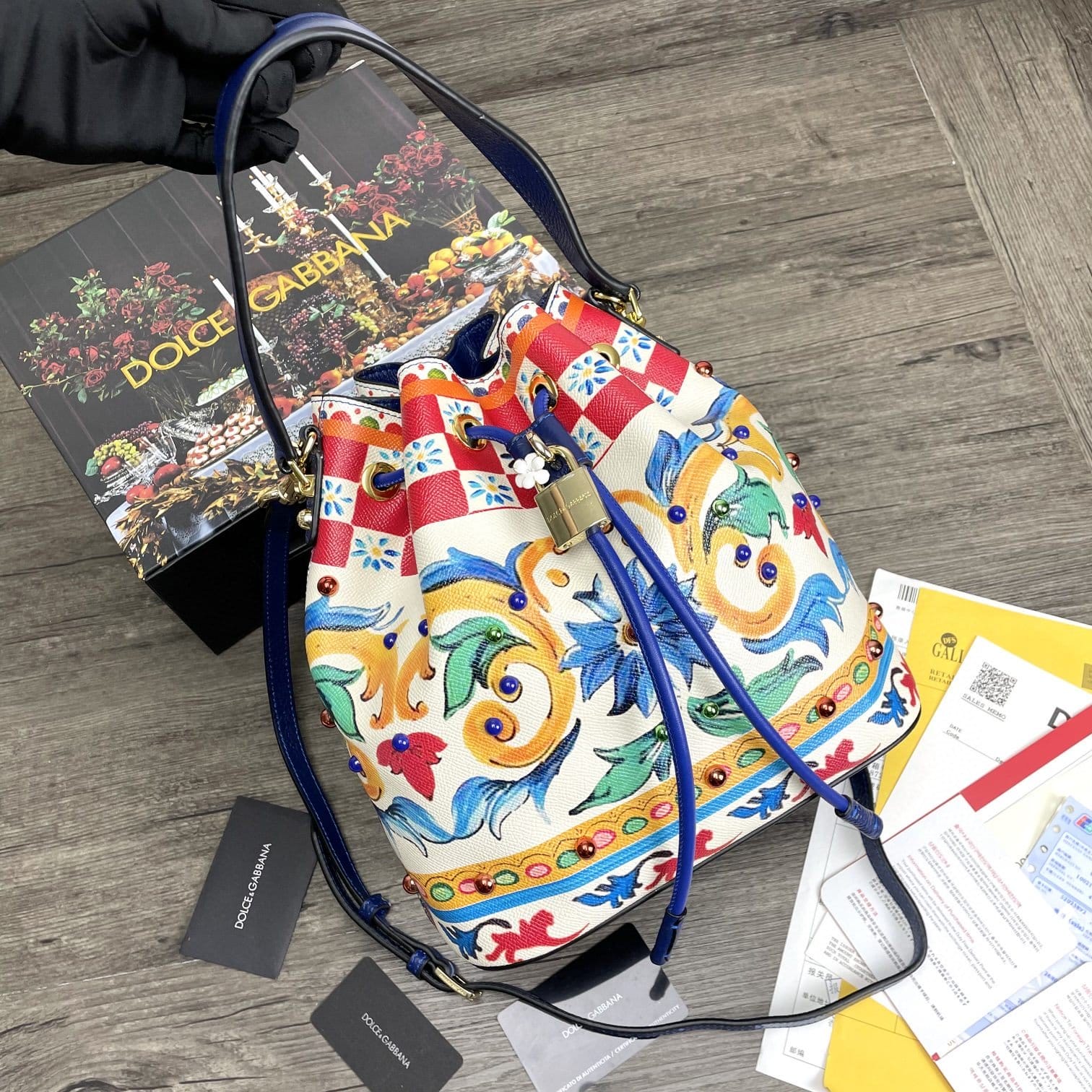 Dolce and Gabbana Print Crespo Bucket Bag Multicolor With Branded Plate For Women DG Bag – Fapert