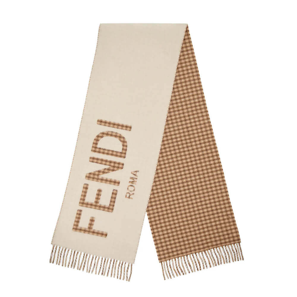 Fendi Cream Wool And Cashmere Scarf FXT334