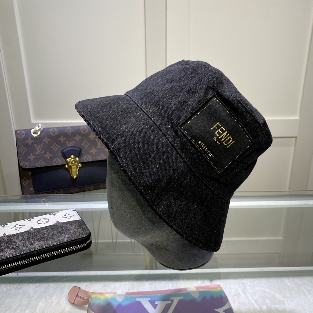 Fendi Denim Bucket Hat Black Fendi Hat