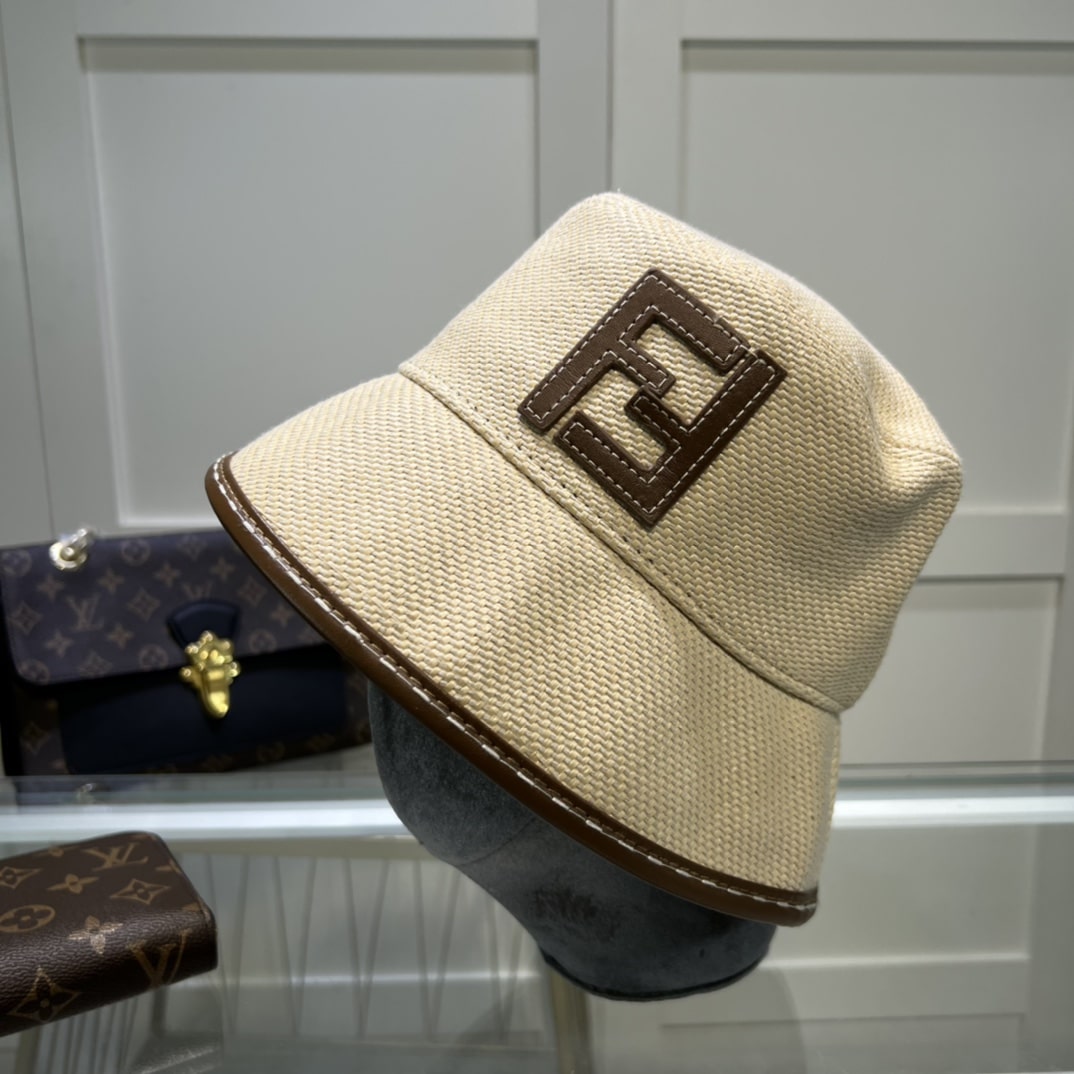 Fendi Denim Bucket Hat Cream Fendi Hat