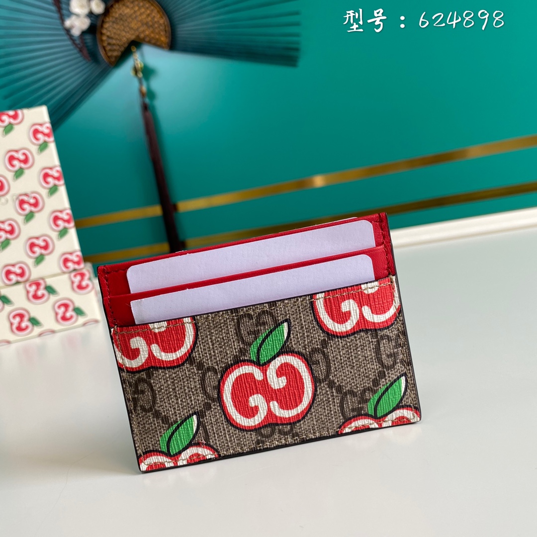 Gucci Apple Print Brown Cardholder – Fapert