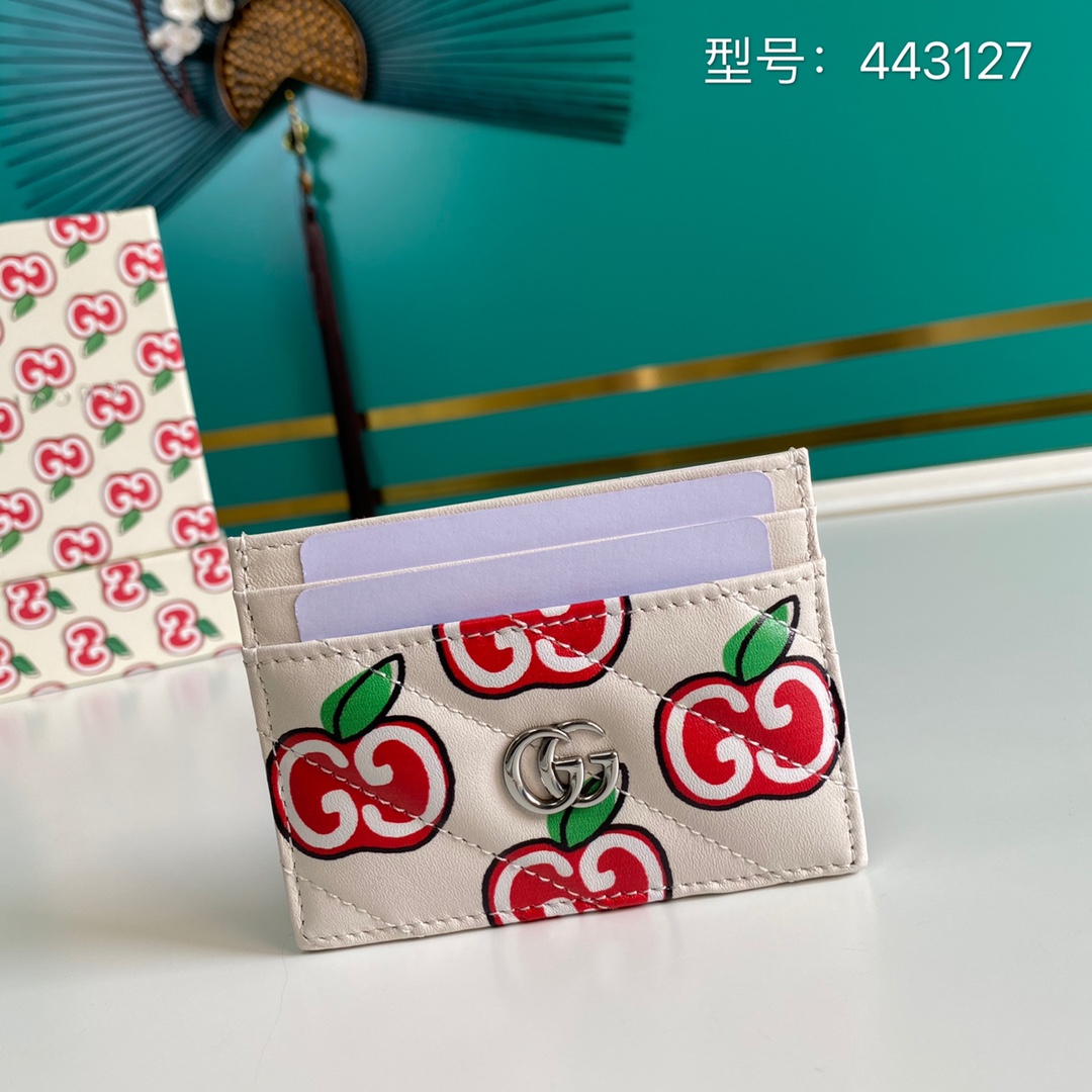 Gucci Apple Print White Cardholder – Fapert