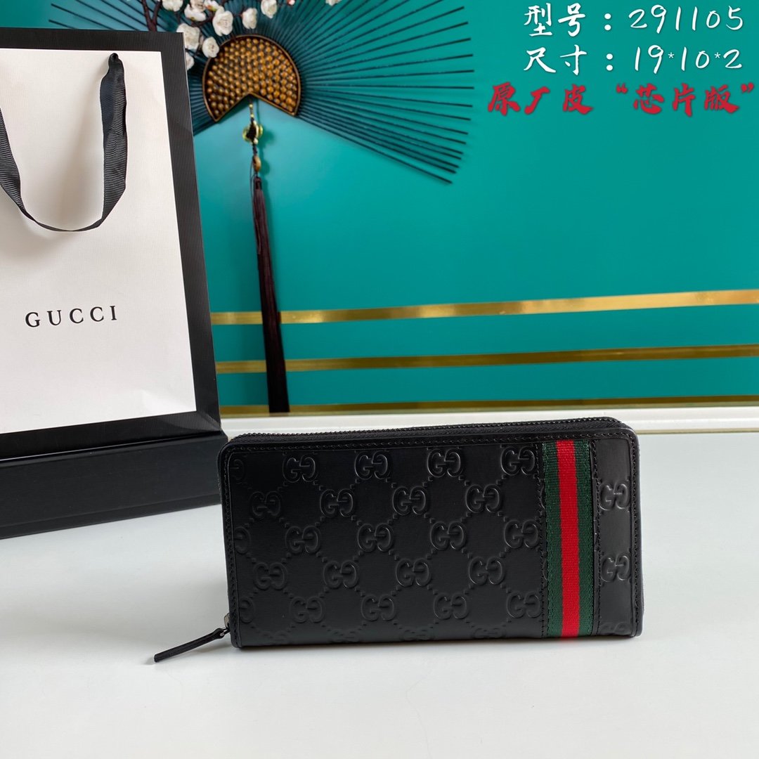 Gucci Black Zip Around Wallet 19cm – Fapert