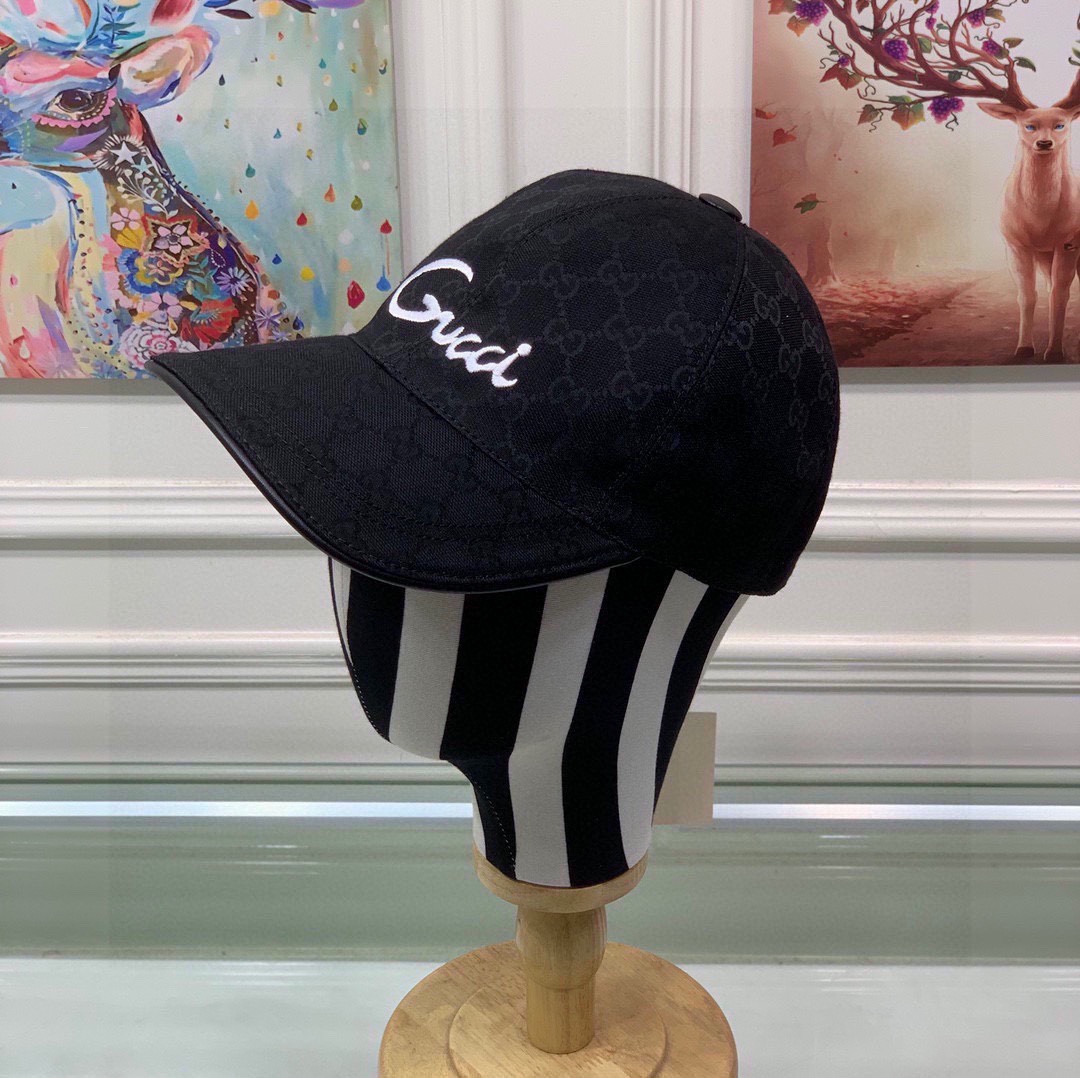 Gucci Canvas Baseball Hat Black GG Hat