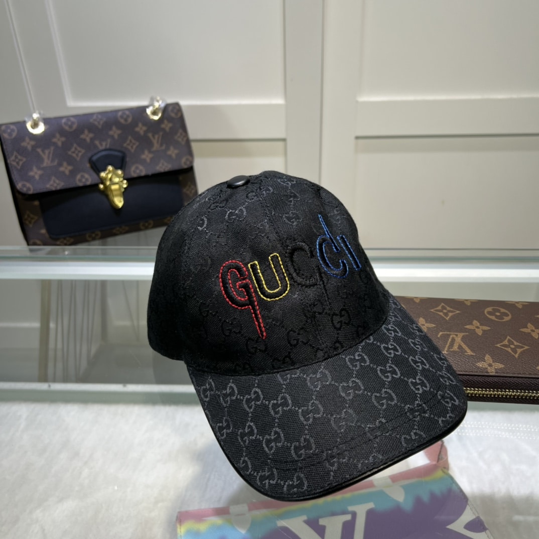 Gucci Canvas Baseball Hat Black GG Hat