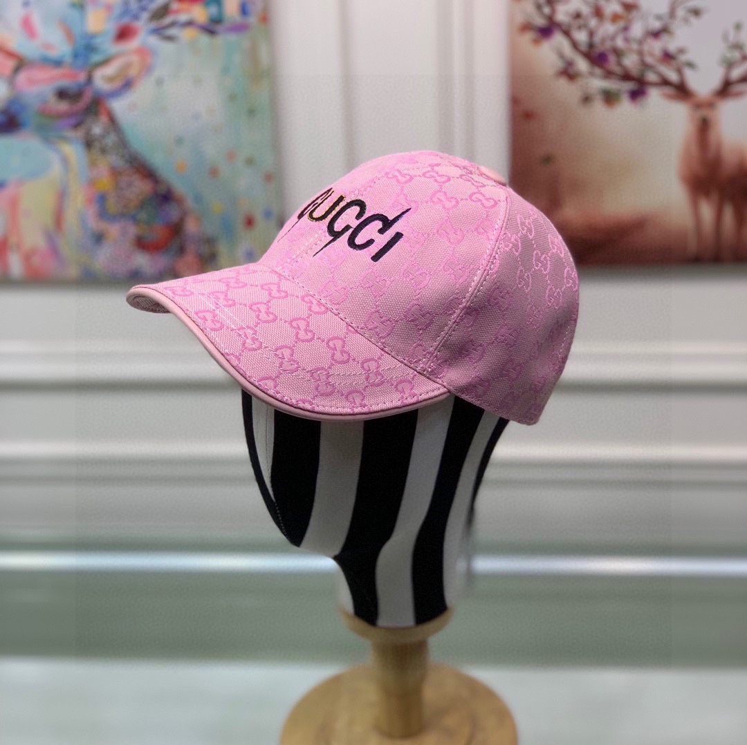 Gucci Canvas Baseball Hat Pink GG Hat