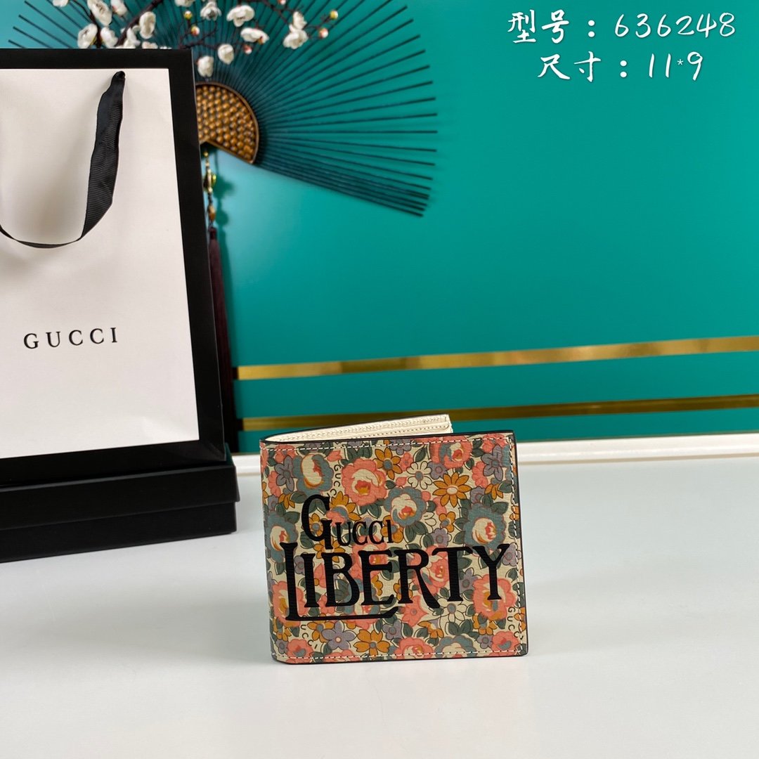 Gucci Liberty Floral Pink Wallet 11cm – Fapert