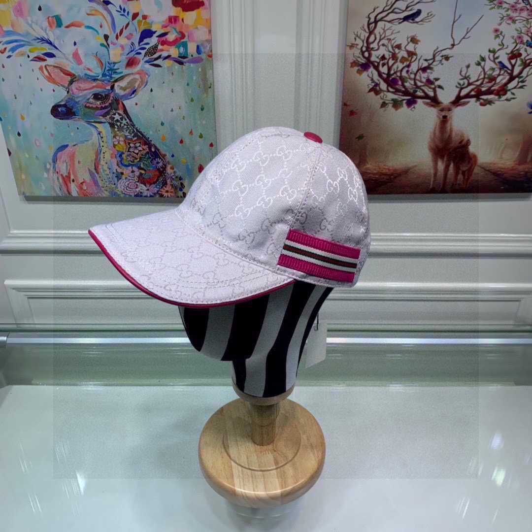 Gucci Original GG Canvas Baseball Hat With Web White GG Hat