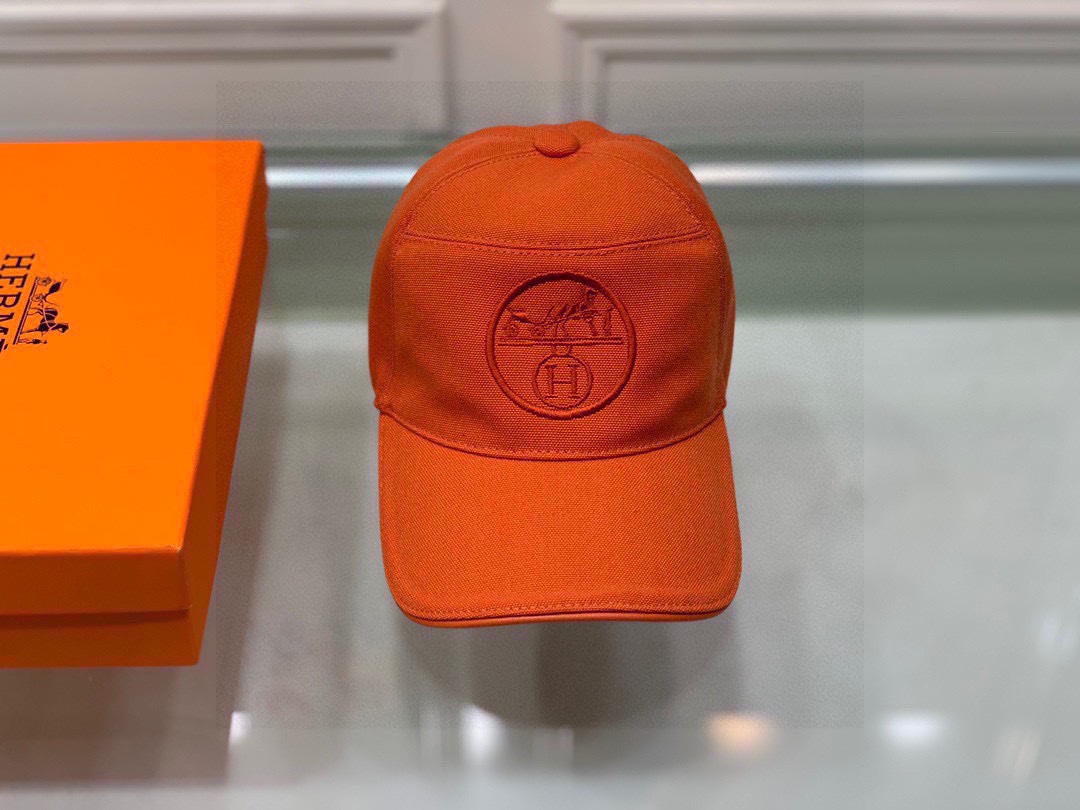 Hermes Davis H Primavera Cap Orange Hermes Cap