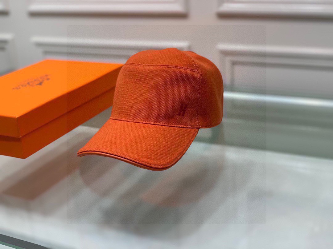 Hermes Davis H Primavera Cap Orange Hermes Cap