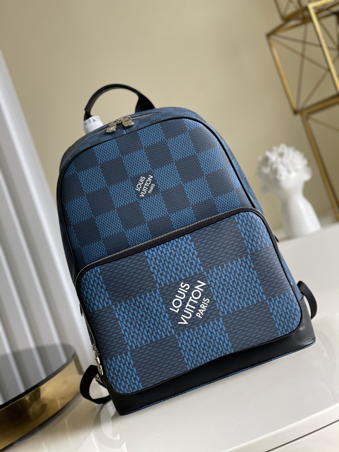 Louis Vuitton Campus Backpack Damier Graphite 3D Canvas Blue For Men, Men’s Bags 39cm LV N50008 – Fapert