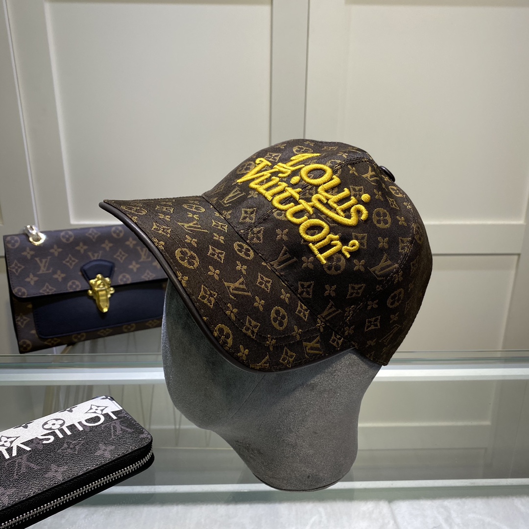 Louis Vuitton Embroidered Logo Baseball Cap Brown LV Cap