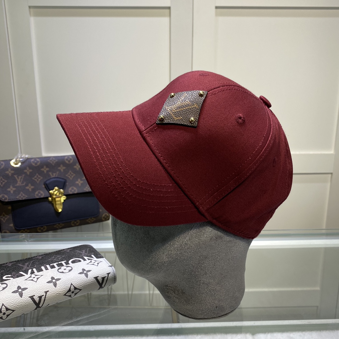 Louis Vuitton Embroidered Logo Baseball Cap Burgundy LV Cap