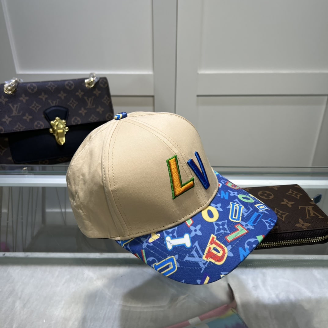 Louis Vuitton Embroidered Logo Baseball Cap Cream LV Cap