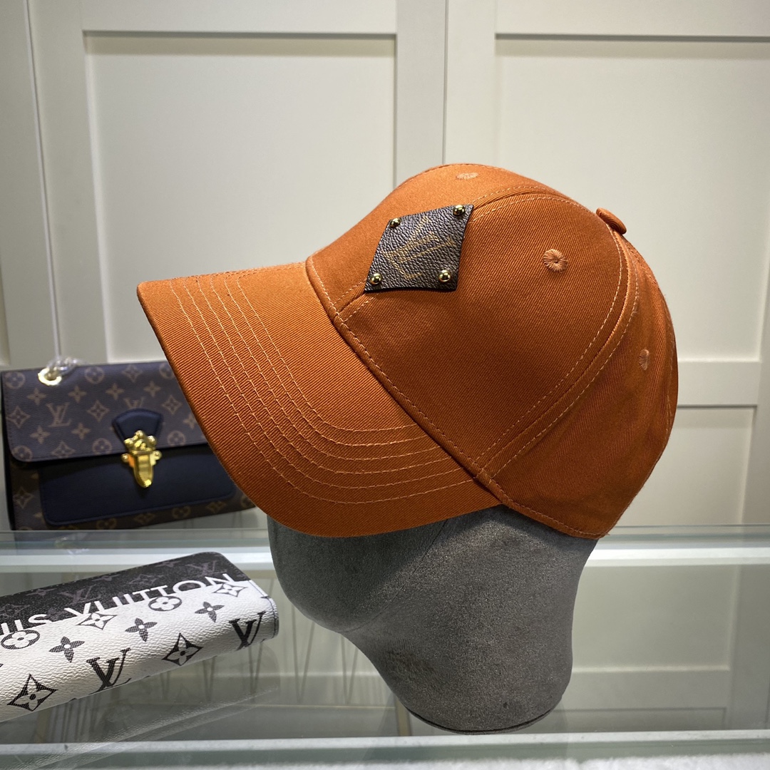 Louis Vuitton Embroidered Logo Baseball Cap Orange LV Cap