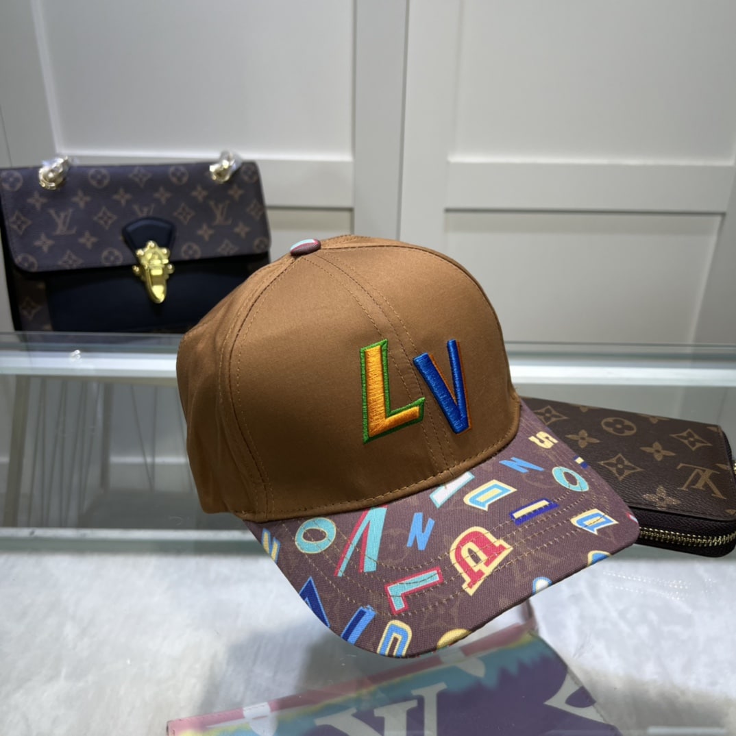 Louis Vuitton Embroidered Logo Baseball Cap Red LV Cap