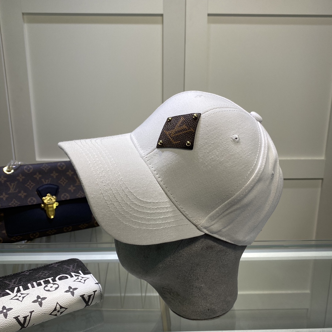 Louis Vuitton Embroidered Logo Baseball Cap White LV Cap