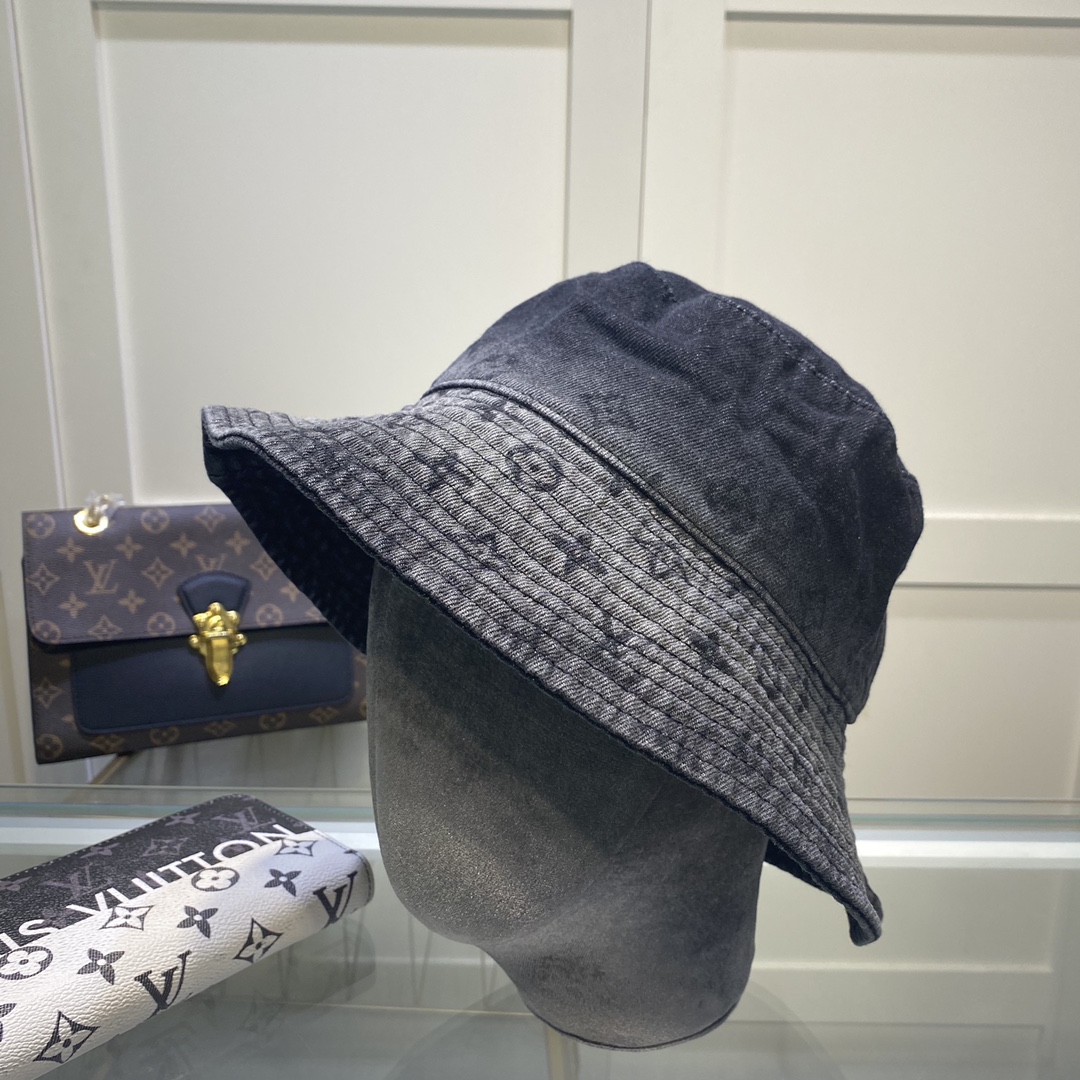 Louis Vuitton Illusion Denim Monogram Bucket Hat Black LV Hat