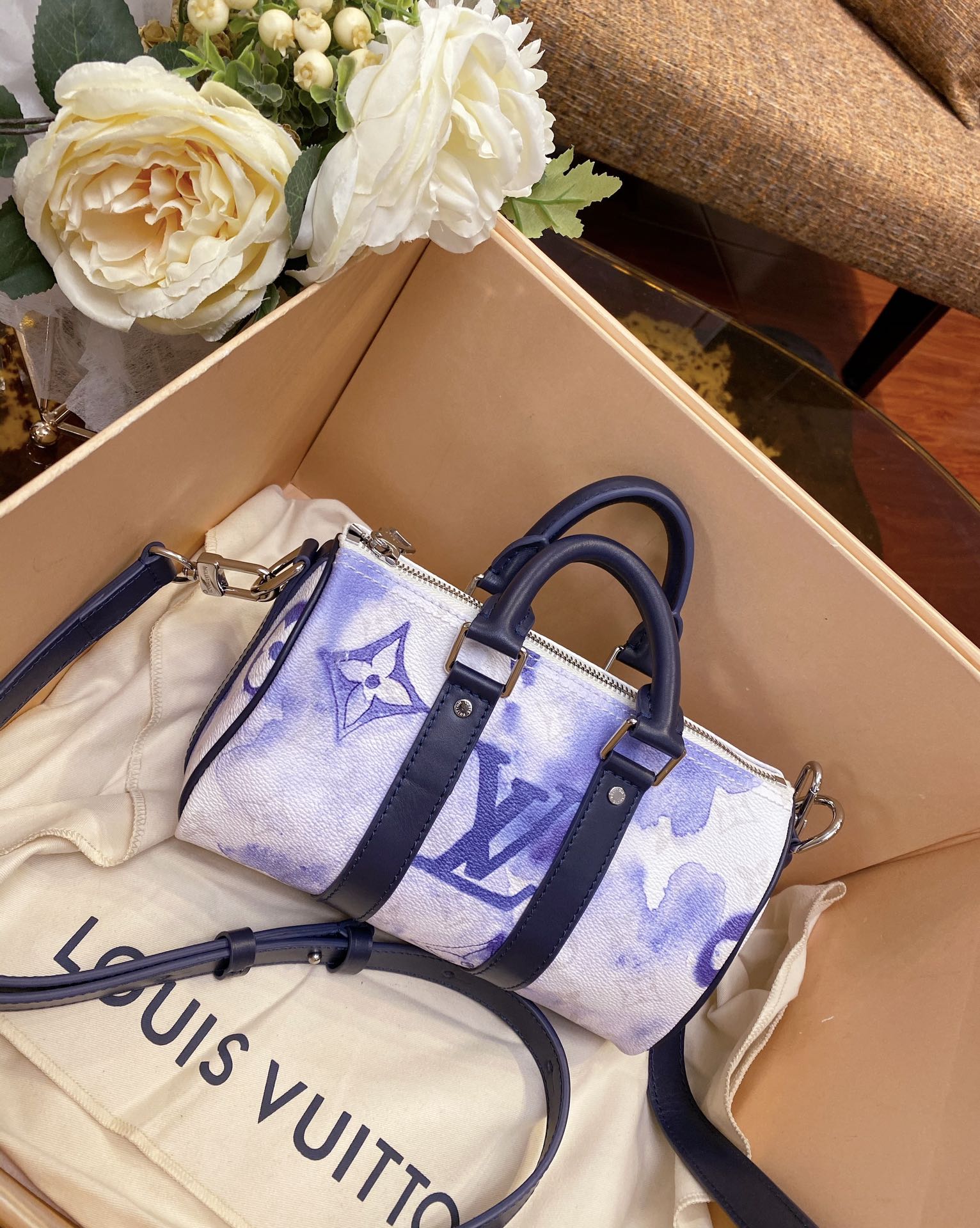 Louis Vuitton Keepall Xs Nano 21cm White-Blue – Fapert