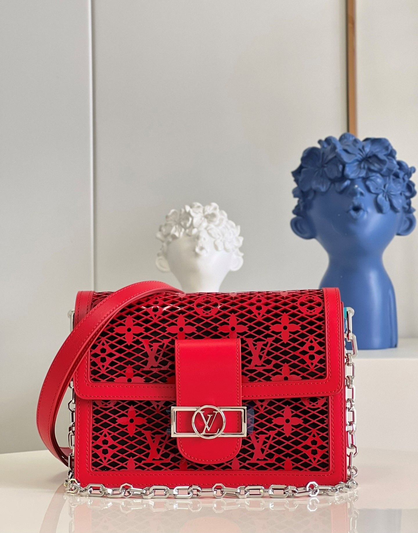 Louis Vuitton Mini Dauphine Bags By Nicolas Ghesquire With Monogram Lace Red For Women 20cm LV M20359 – Fapert