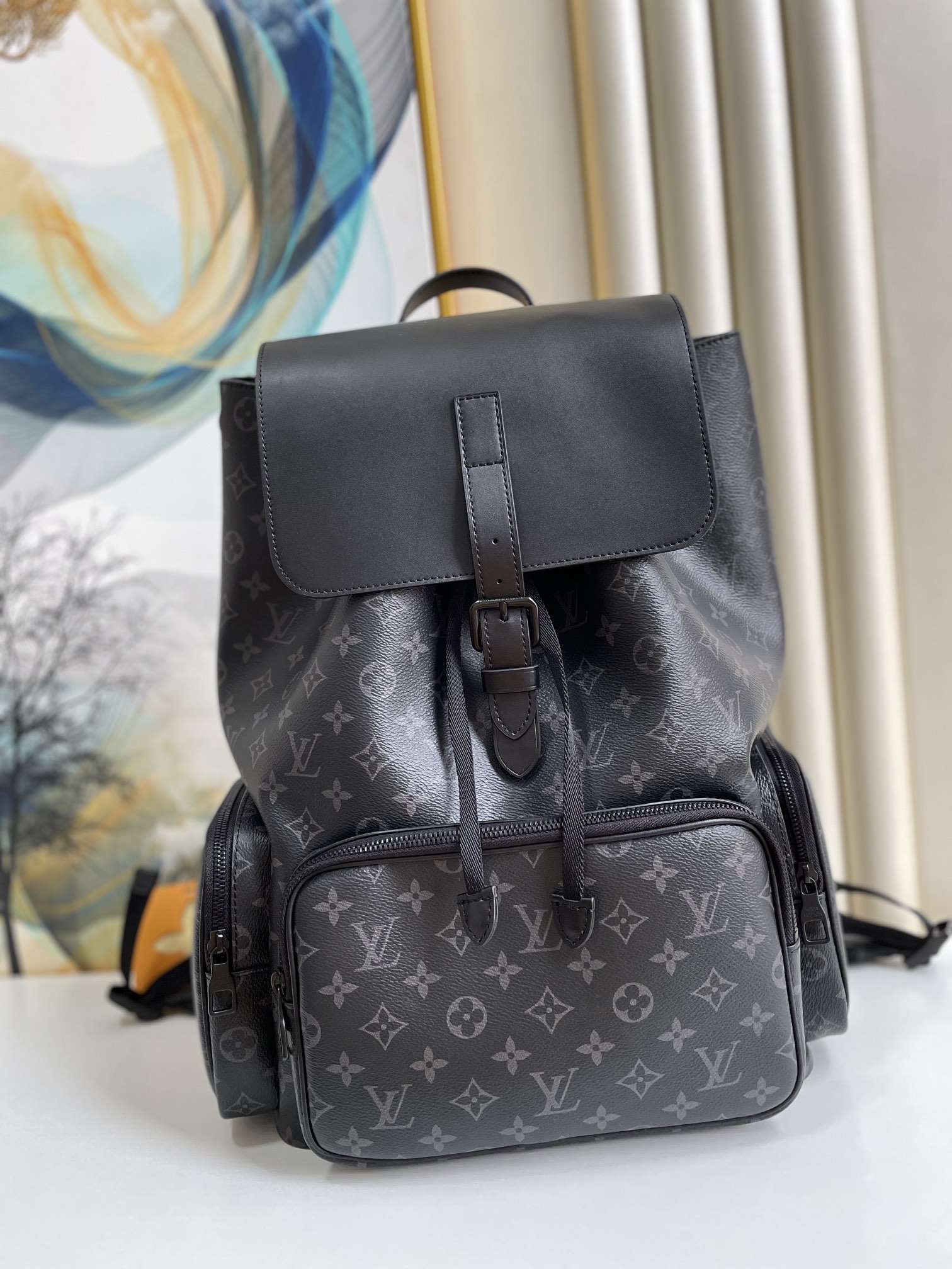 Louis Vuitton Trio Backpack Monogram Eclipse Canvas Black By Virgil Abloh For Men, Men’s Bags 44cm LV M45538 – Fapert