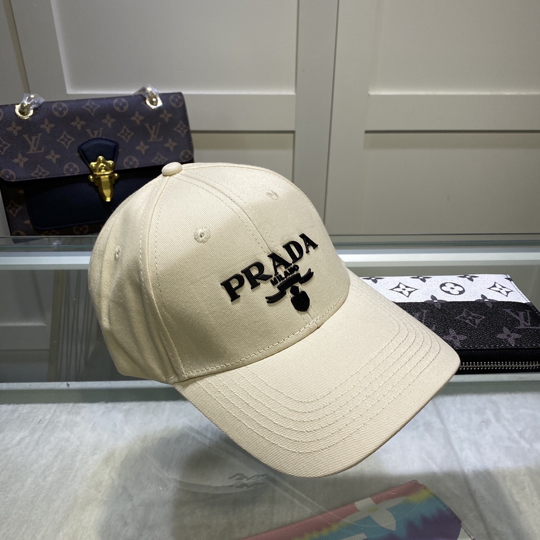 Prada Drill Baseball Cap Beige Prada Cap