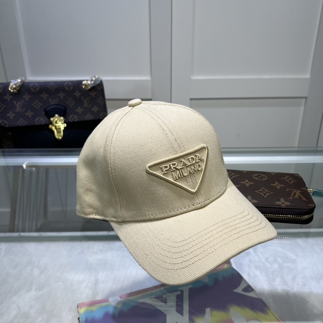 Prada Drill Baseball Cap Cream Prada Cap