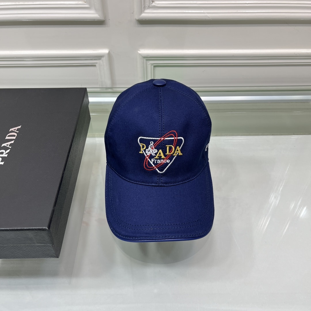 Prada Drill Baseball Cap Dark Blue Prada Cap