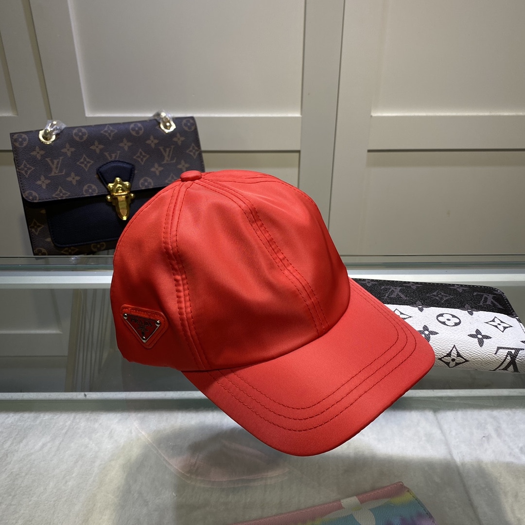 Prada Drill Baseball Cap Red Prada Cap