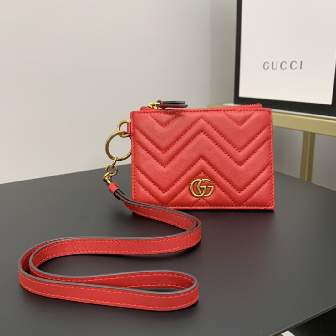 Red GG Marmont Card Case 13cm – Fapert