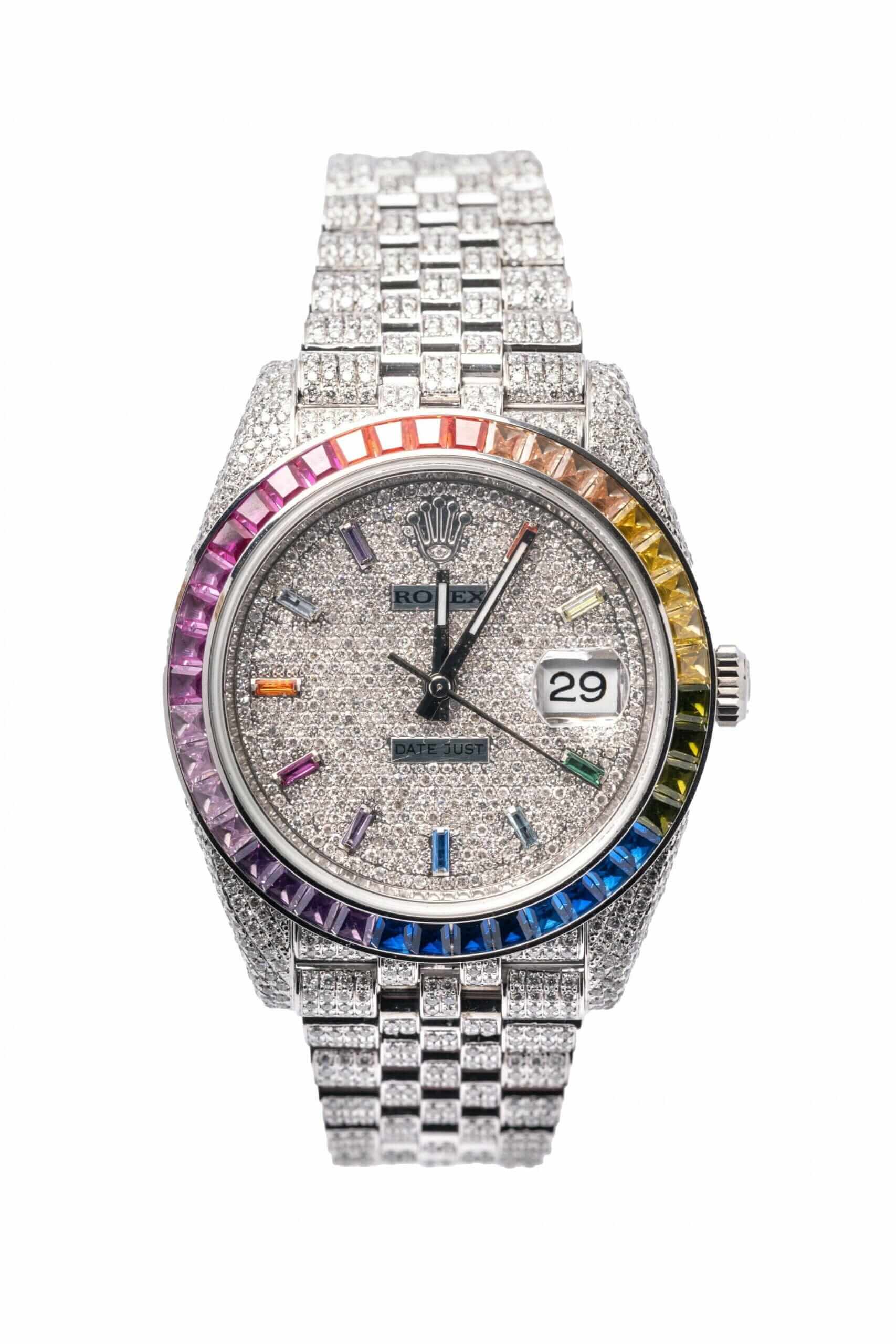 Rolex Datejust 126300 Iced Out Rainbow Replica