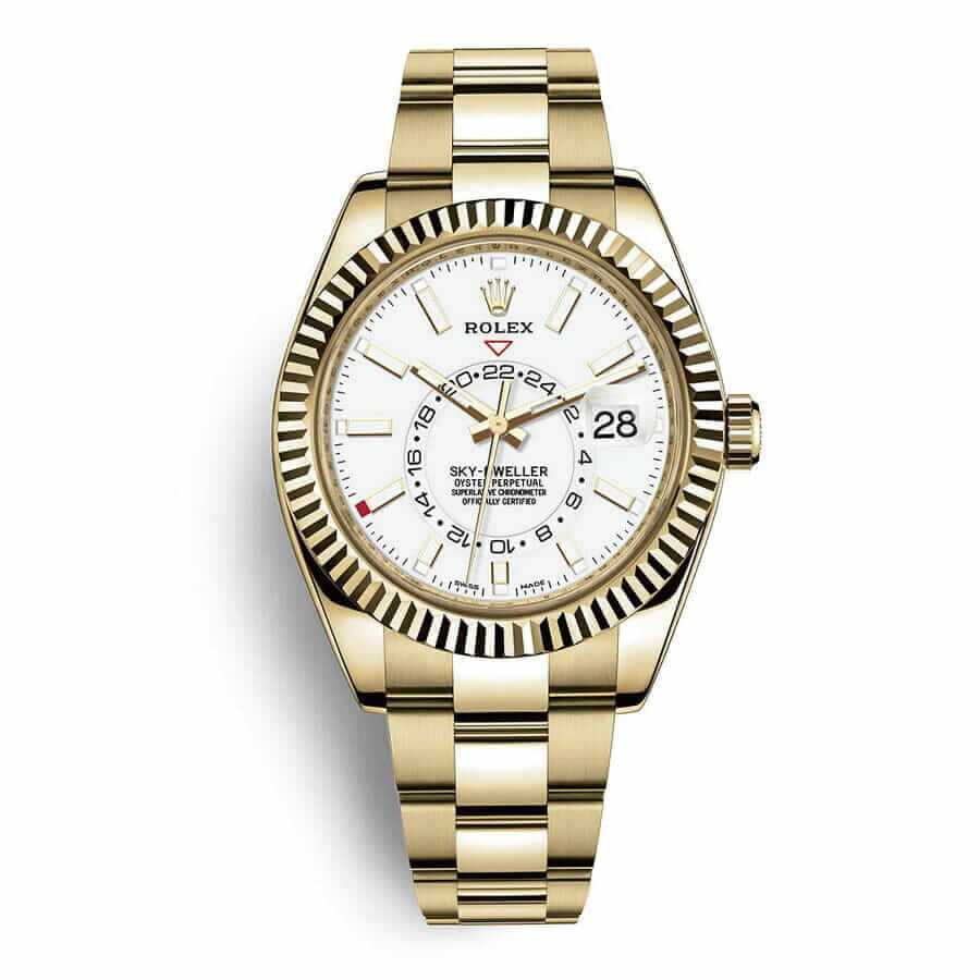 Rolex Sky-Dweller Yellow Gold Fluted Bezel Replica