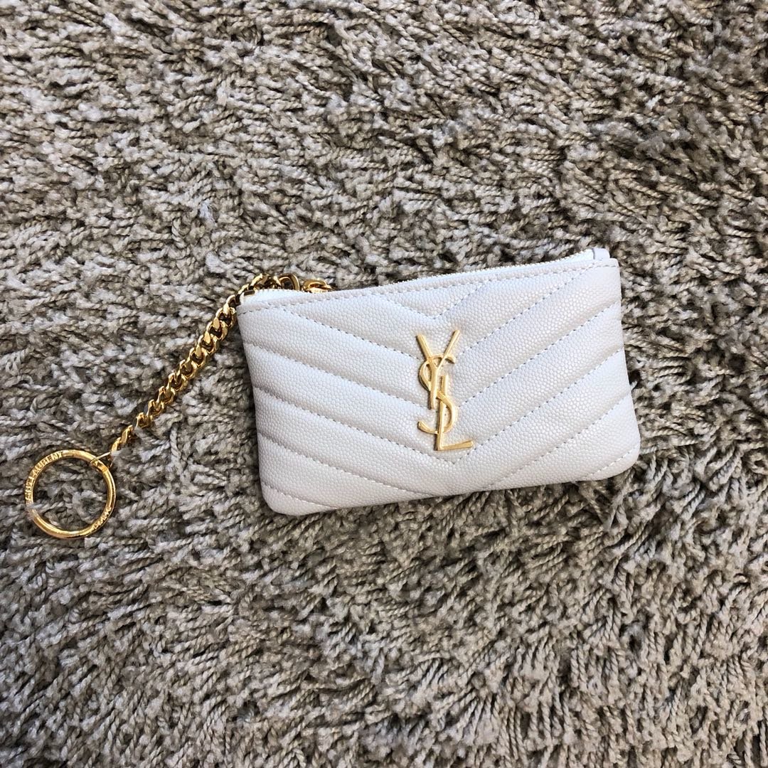 Saint Laurent Chain Wallet 13cm White – Fapert