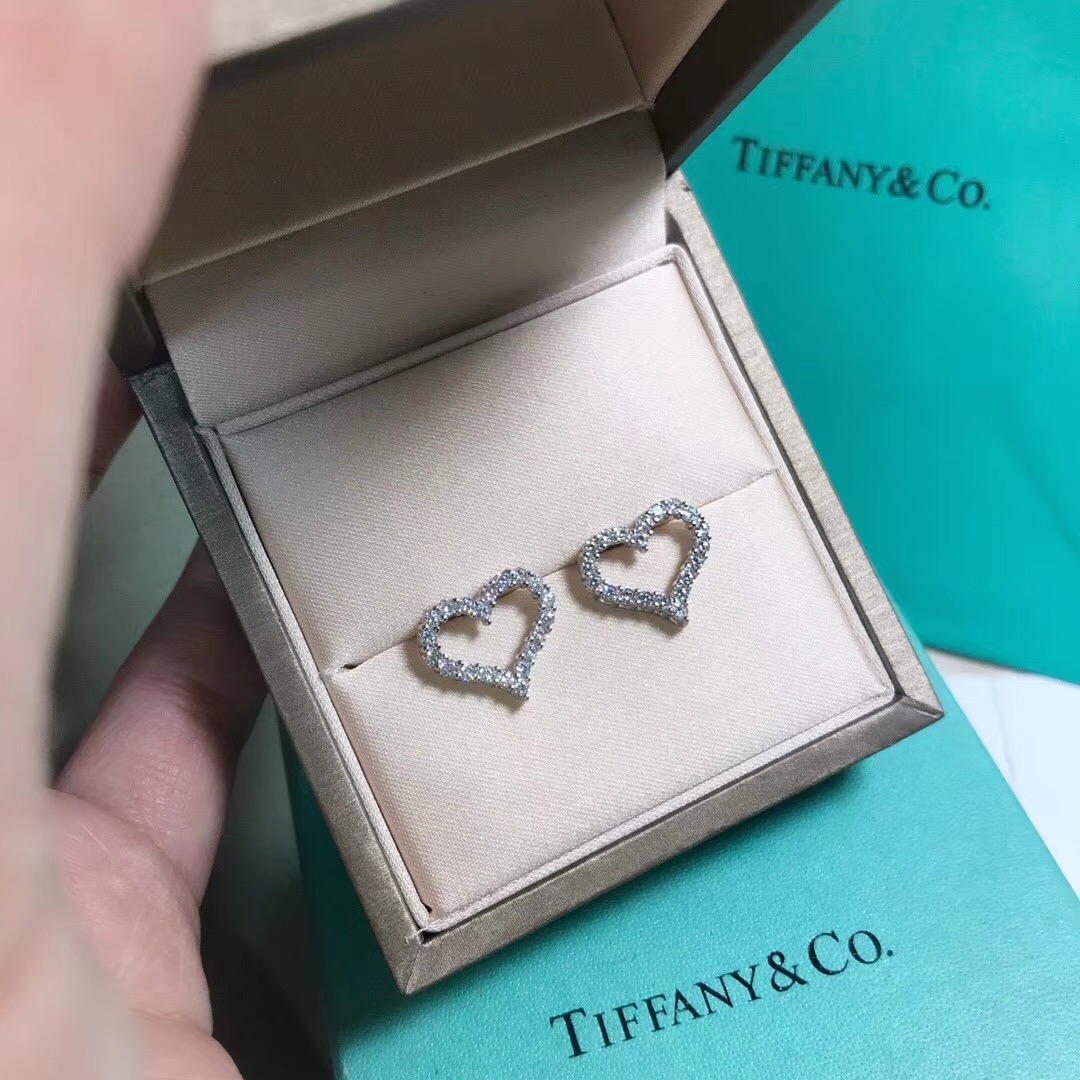 Tiffany & Co Tiffany  Double Heart Earrings Ear Studs 2091