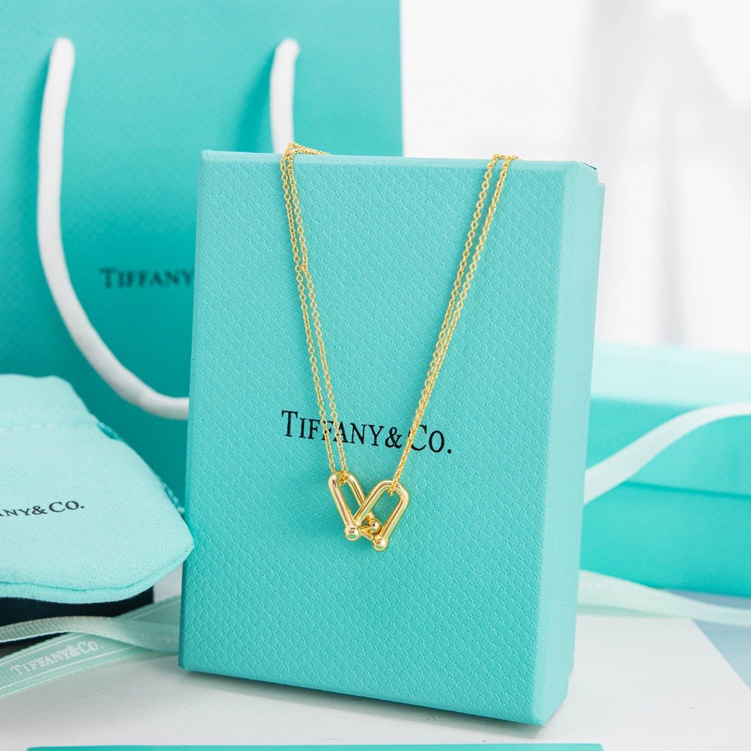 Tiffany and Co HardWear Double Link Pendant Necklace Gold Toned 63364223