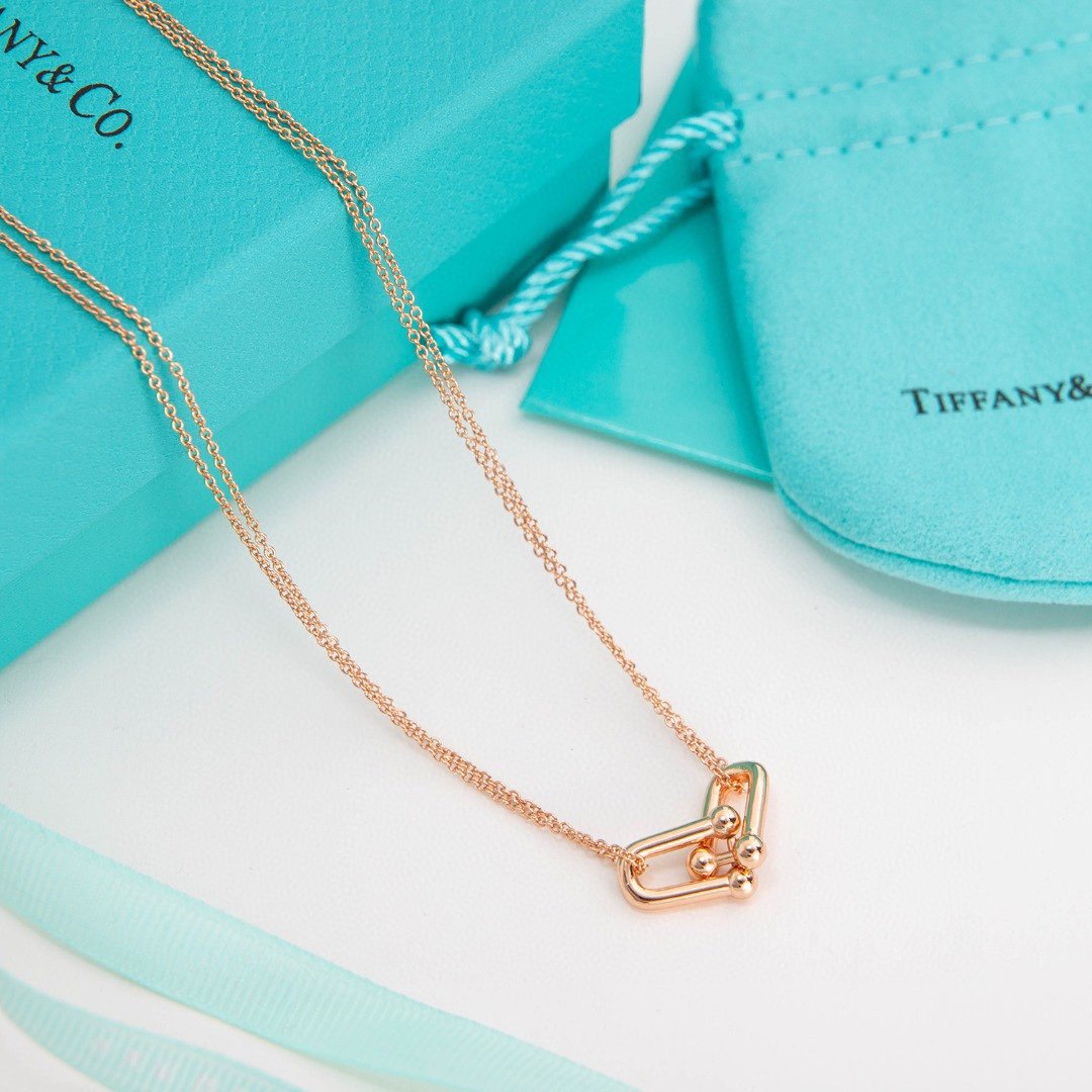 Tiffany and Co HardWear Double Link Pendant Necklace Rose Gold Toned