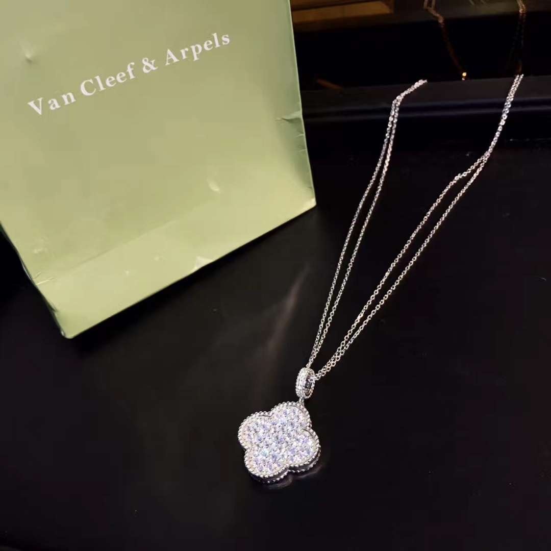 Van Cleef and Arpels Diamond Paved Motifs Pendant Necklace